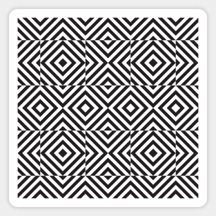 Black and white op art diamond pattern Magnet